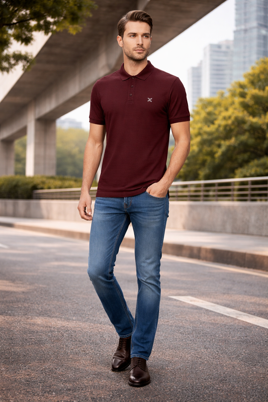 Men's Brick Red Solid Polo T-Shirt
