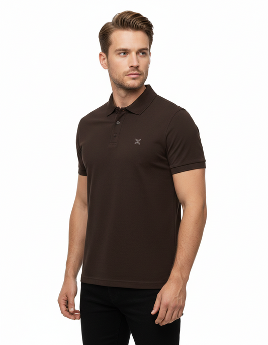 Men's Coffee Brown Solid Polo T-Shirt