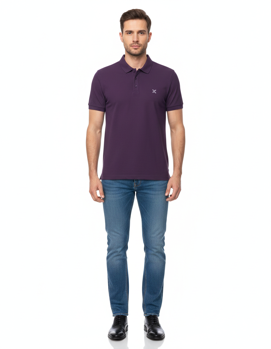 Men's Purple Solid Polo T-Shirt