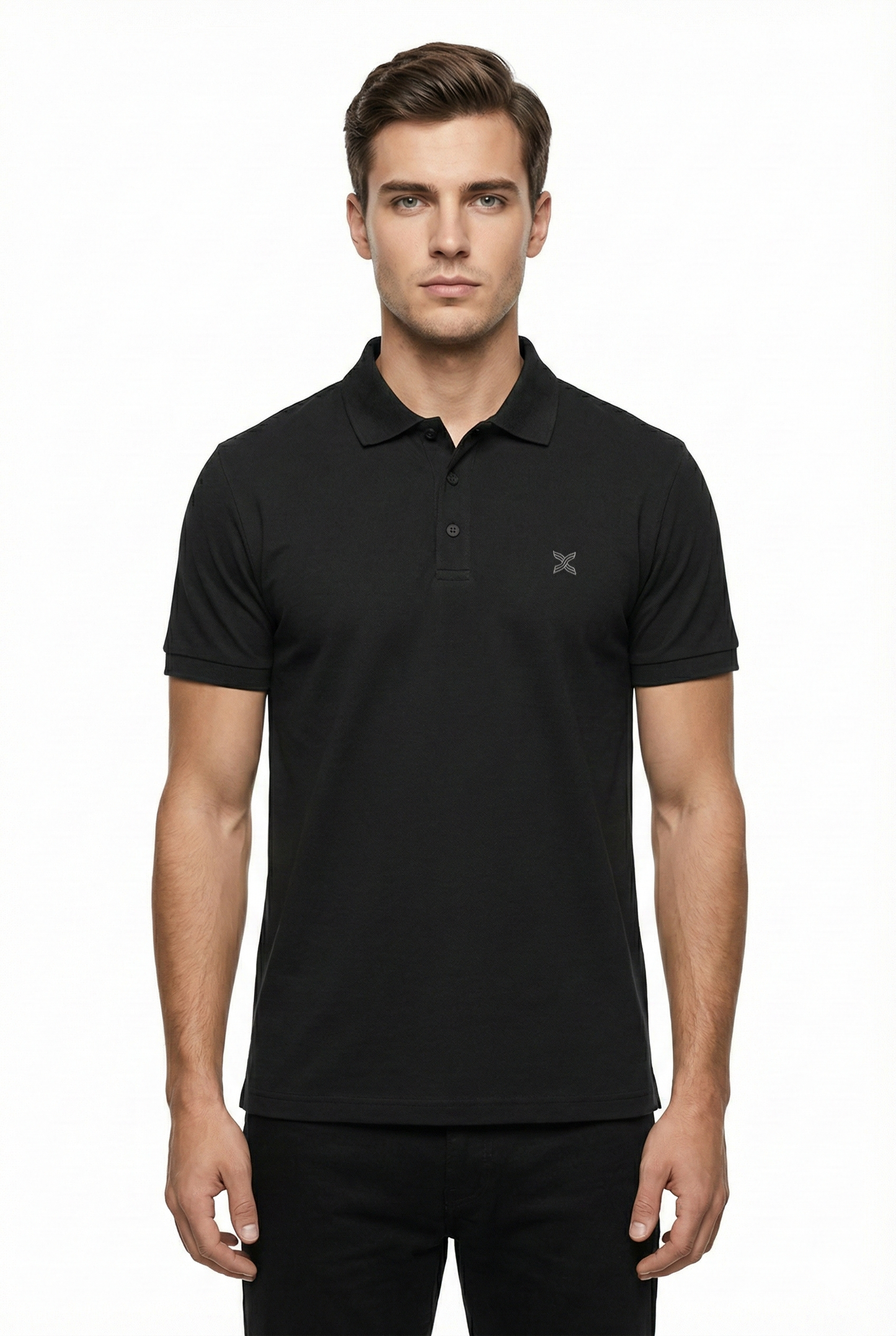 Men's Black Solid Polo T-Shirt