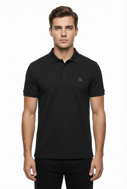 Men's Black Solid Polo T-Shirt
