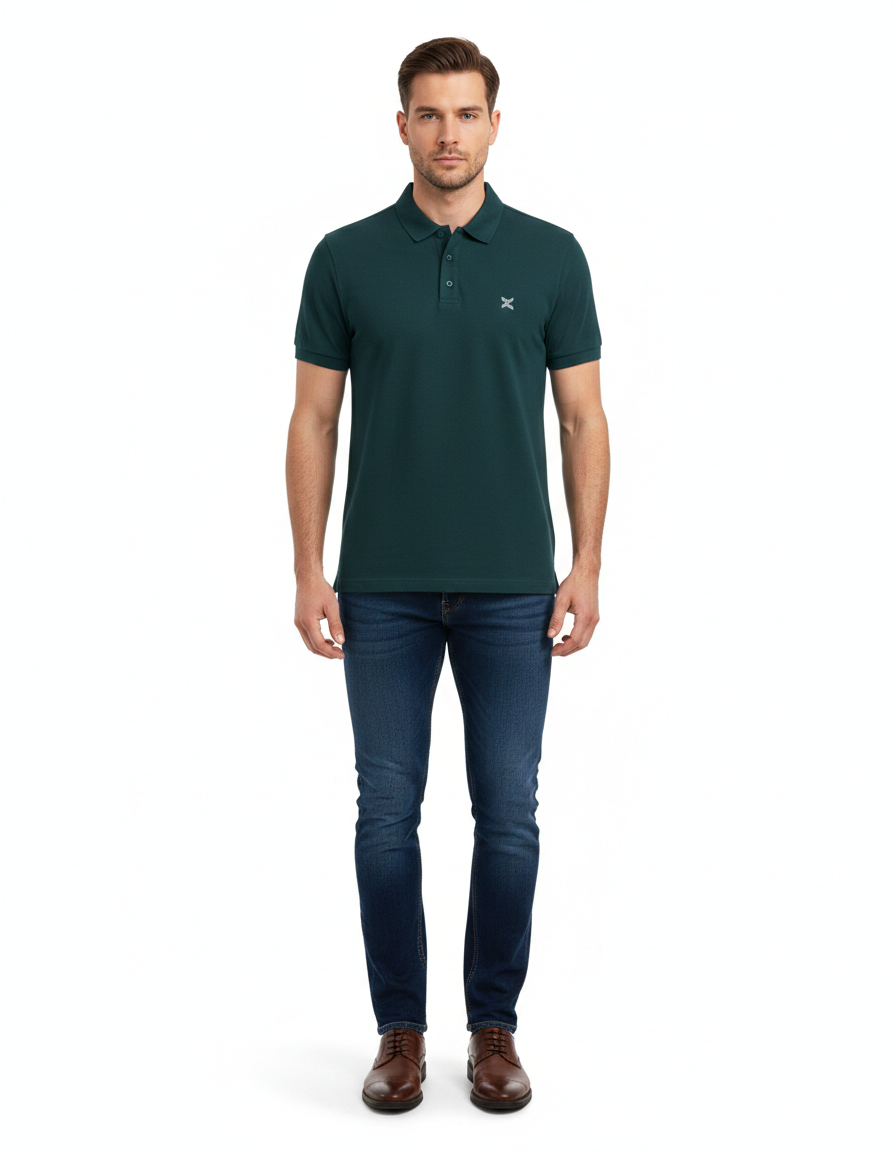 Men's Petrol Blue Solid Polo T-Shirt