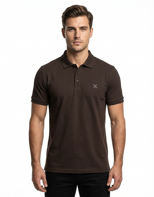 Men's Coffee Brown Solid Polo T-Shirt