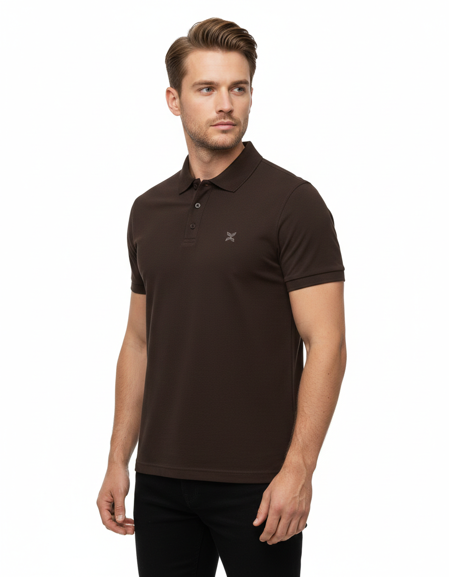 Men's Coffee Brown Solid Polo T-Shirt